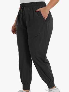 Women's Black Drawstring Jogger Pants - 4X